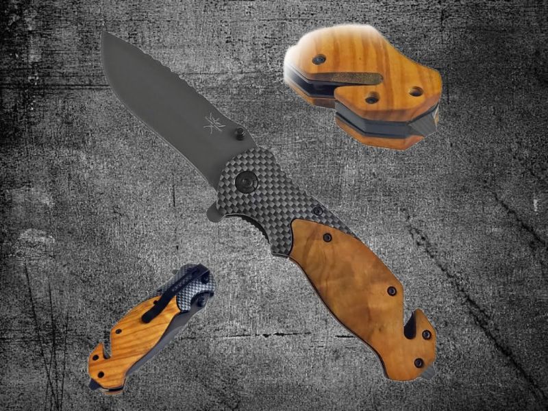 Poloautomatický nůž CARBON TACTICAL se záchranářskými funkcemi 