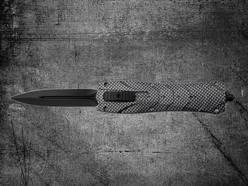 Čelně vystřelovací nůž OTF CARBON s hrotem na sklo